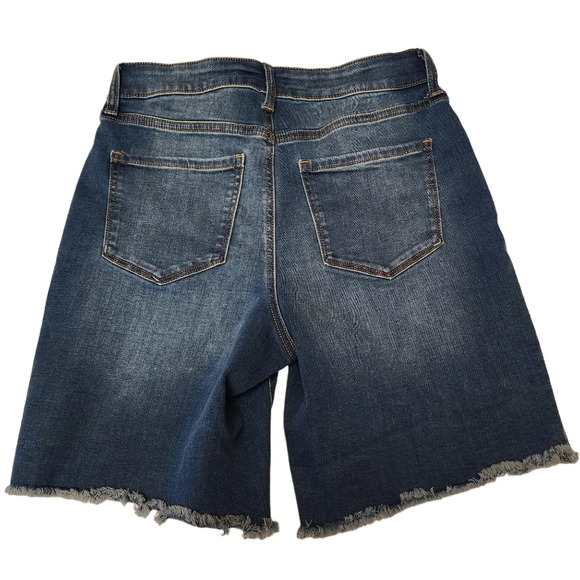 Nine West Womend Bermuda Frayed Denim Shorts Size 4 Loose Fit - Picture 3 of 10